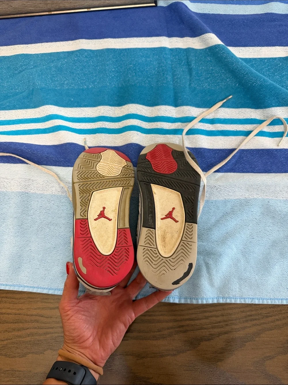 Jordan Kids White Sneakers with Red and Blue Accents
